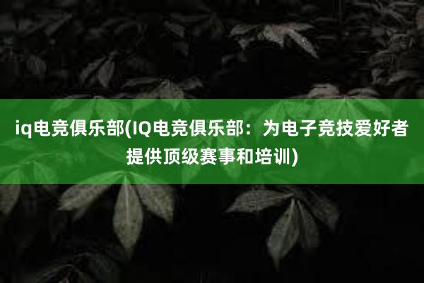 iq电竞俱乐部(IQ电竞俱乐部：为电子竞技爱好者提供顶级赛事和培训)