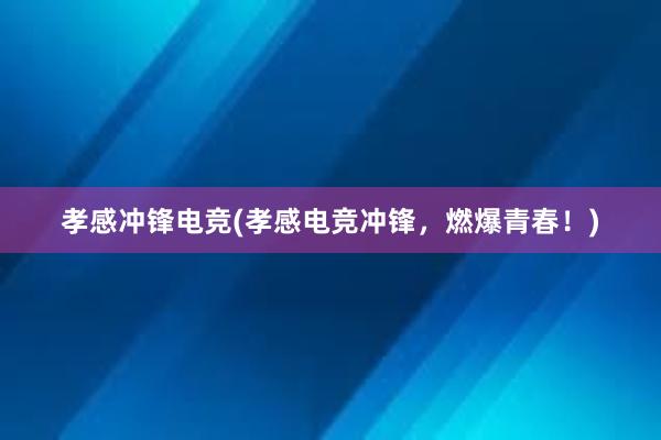 孝感冲锋电竞(孝感电竞冲锋，燃爆青春！)