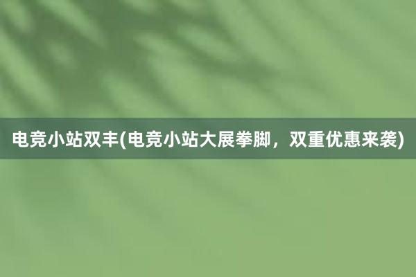 电竞小站双丰(电竞小站大展拳脚，双重优惠来袭)