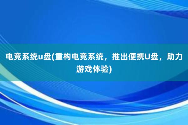 电竞系统u盘(重构电竞系统，推出便携U盘，助力游戏体验)