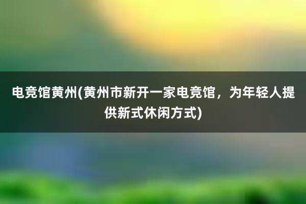 电竞馆黄州(黄州市新开一家电竞馆，为年轻人提供新式休闲方式)