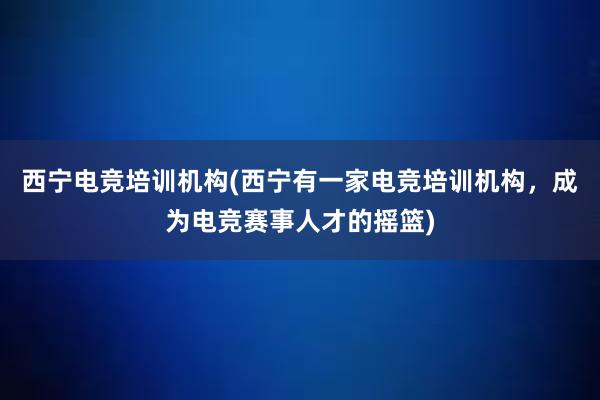 西宁电竞培训机构(西宁有一家电竞培训机构，成为电竞赛事人才的摇篮)