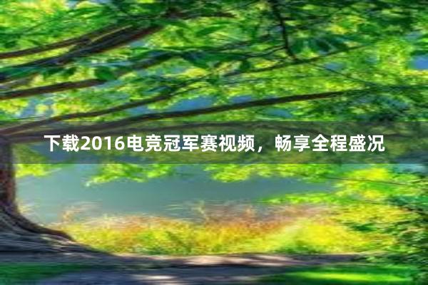 下载2016电竞冠军赛视频，畅享全程盛况