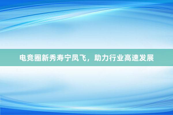 电竞圈新秀寿宁凤飞，助力行业高速发展