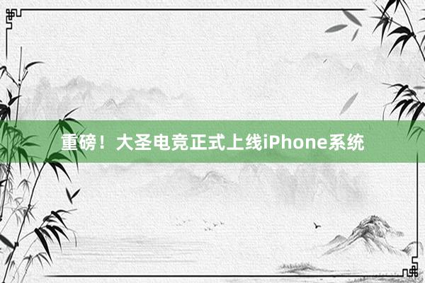 重磅！大圣电竞正式上线iPhone系统