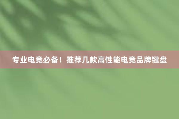 专业电竞必备！推荐几款高性能电竞品牌键盘